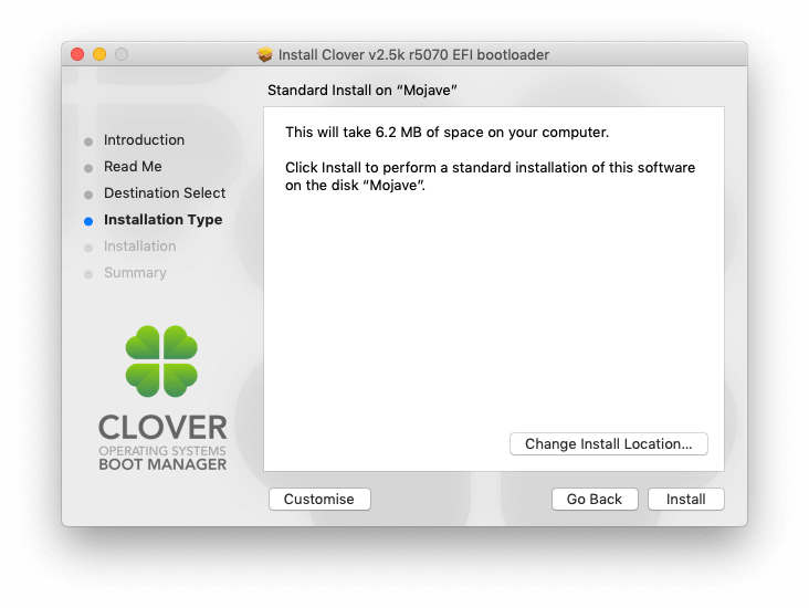 Clover Install Type screenshot
