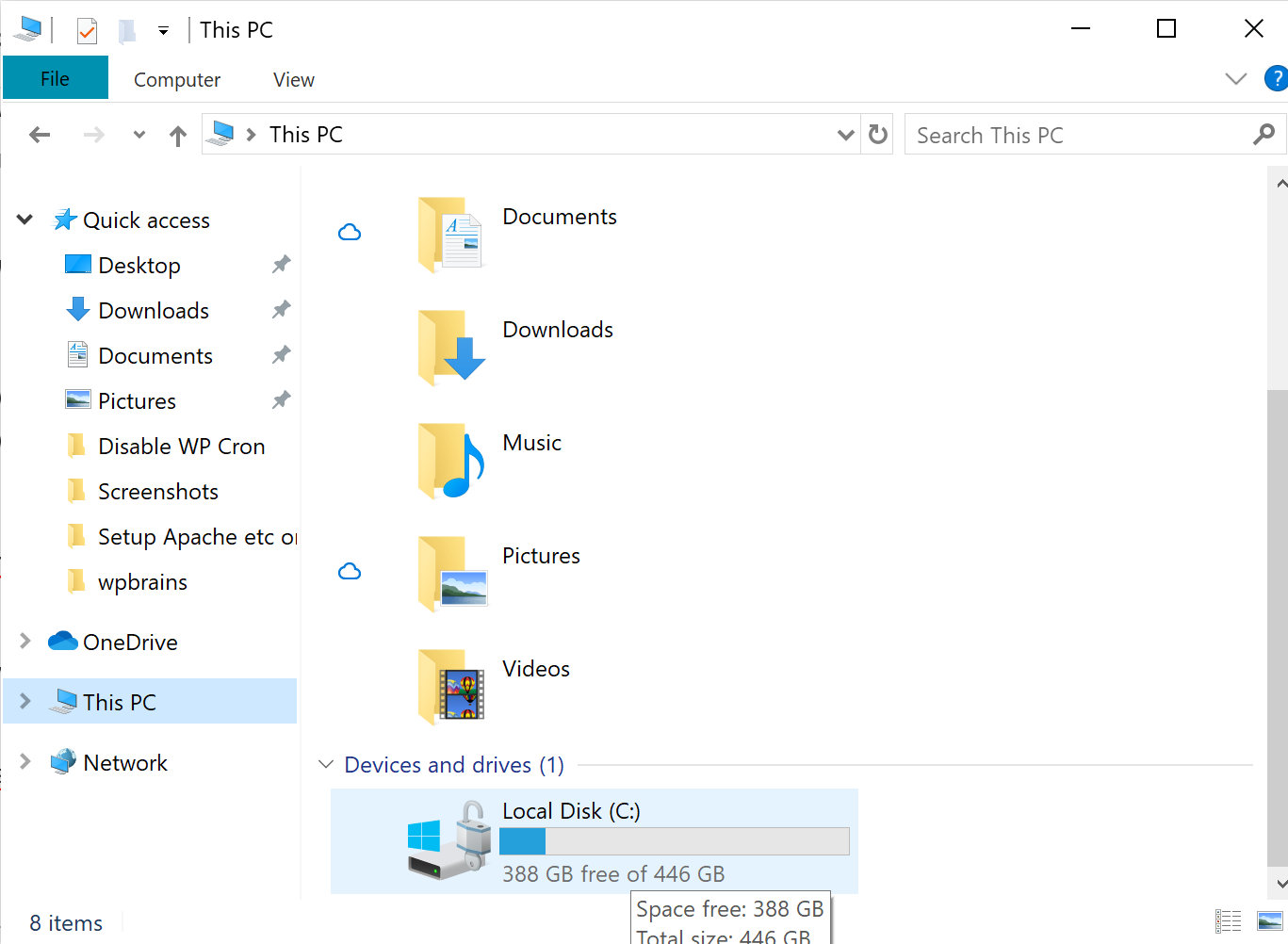 C-Drive for running wordpress on windows screenshot