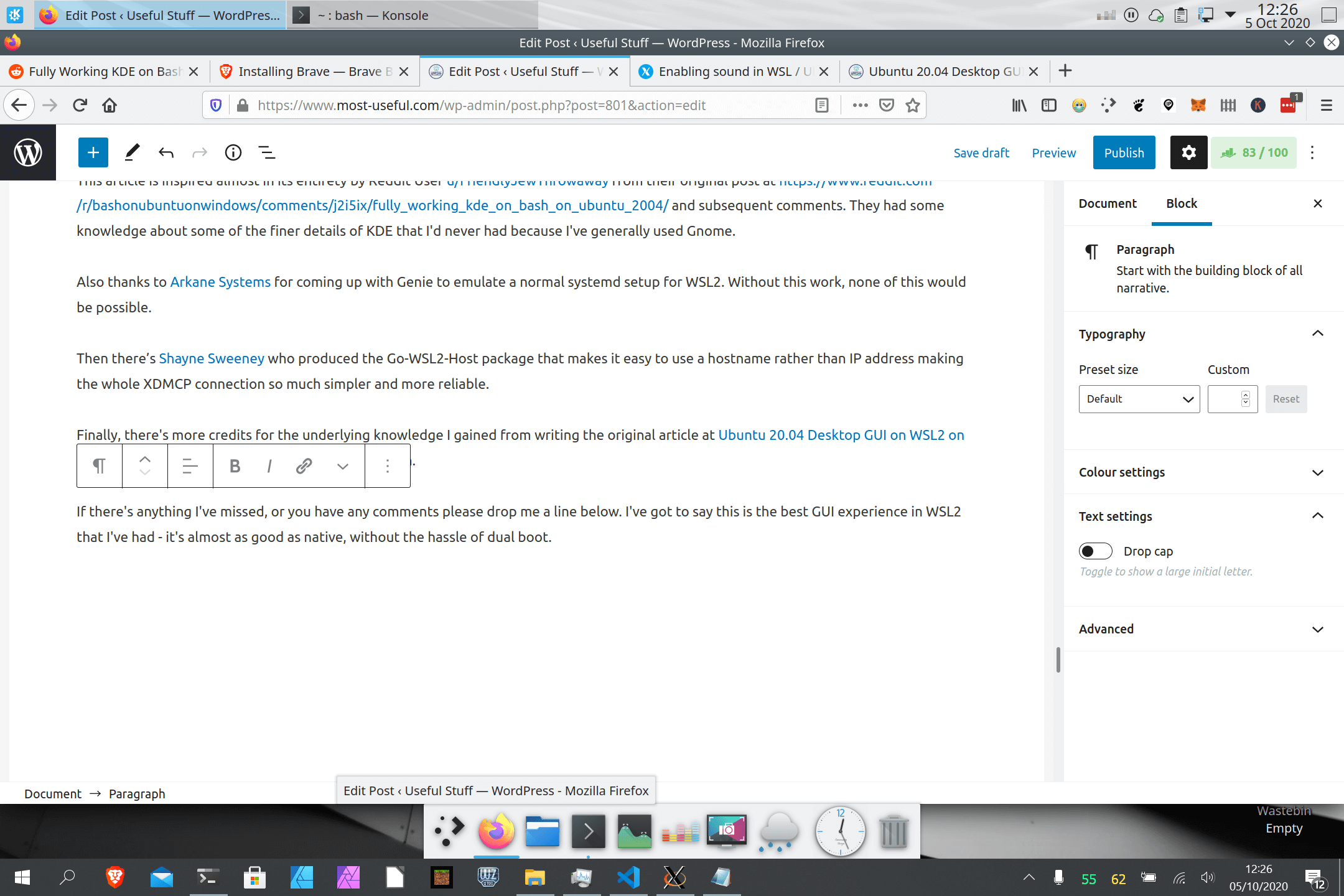 KDE on WSL with Latte Dock running in VcXsrv screen