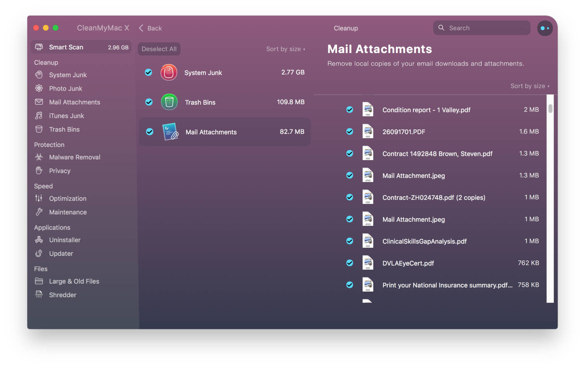 Clean My Mac Mail Attachments Screenshot