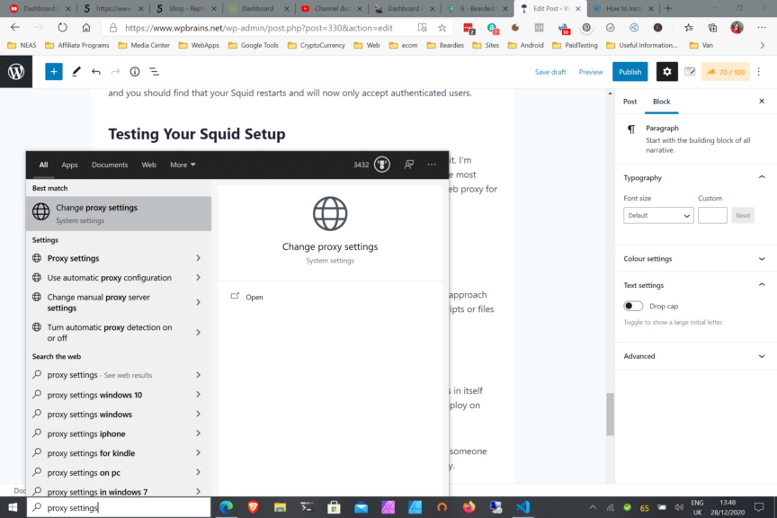 Gaining access to the Windows Proxy Settings