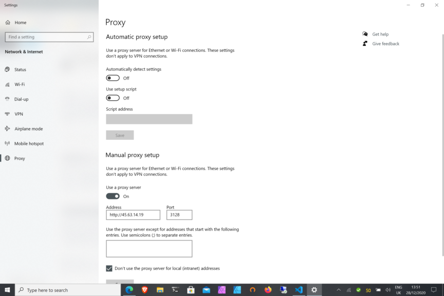 Adding a Proxy Server to Windows 10