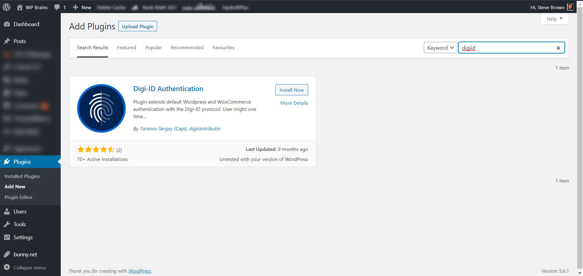 add digi-id plugin on wordpress