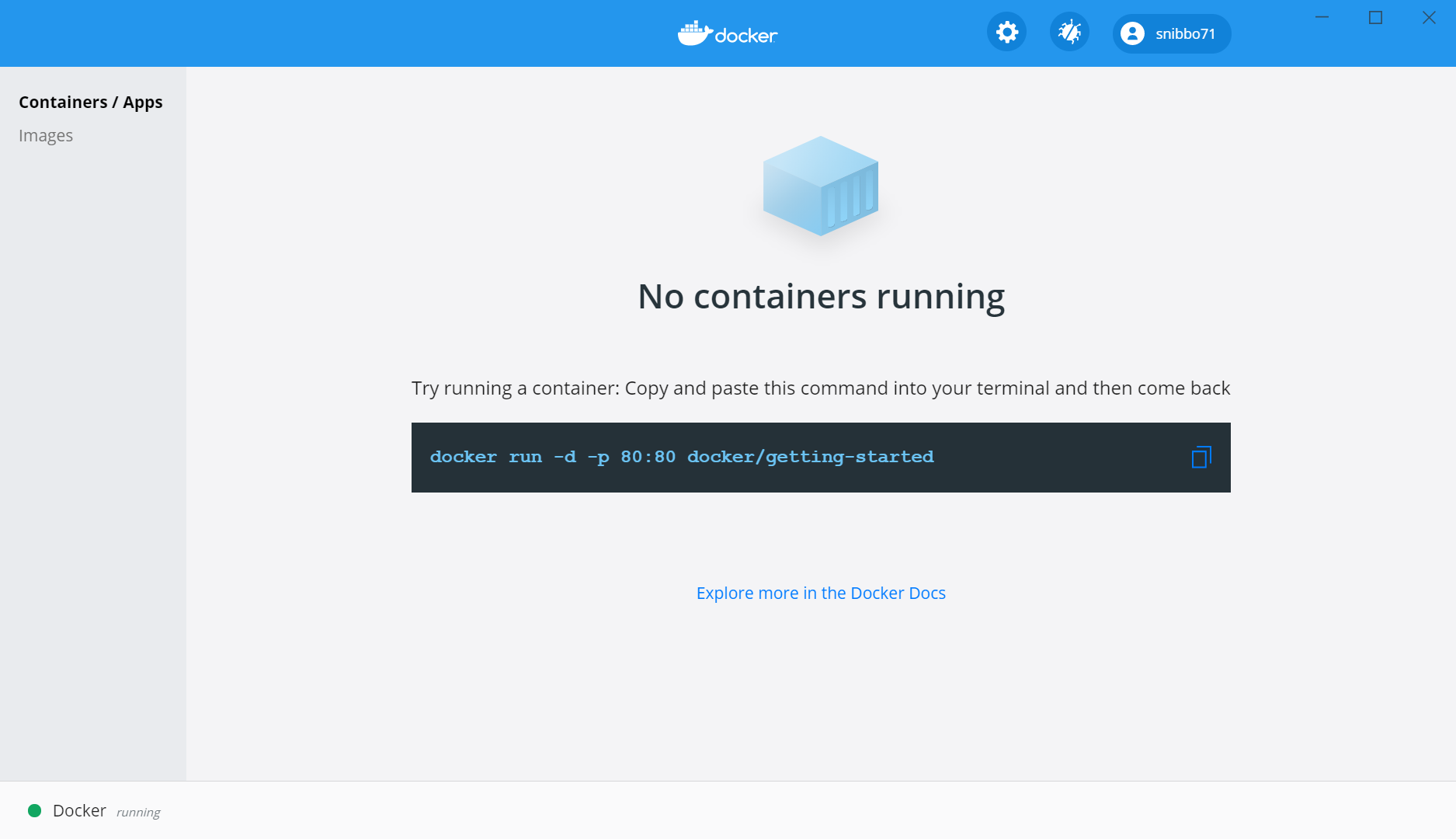 Docker For Windows Installed and Running