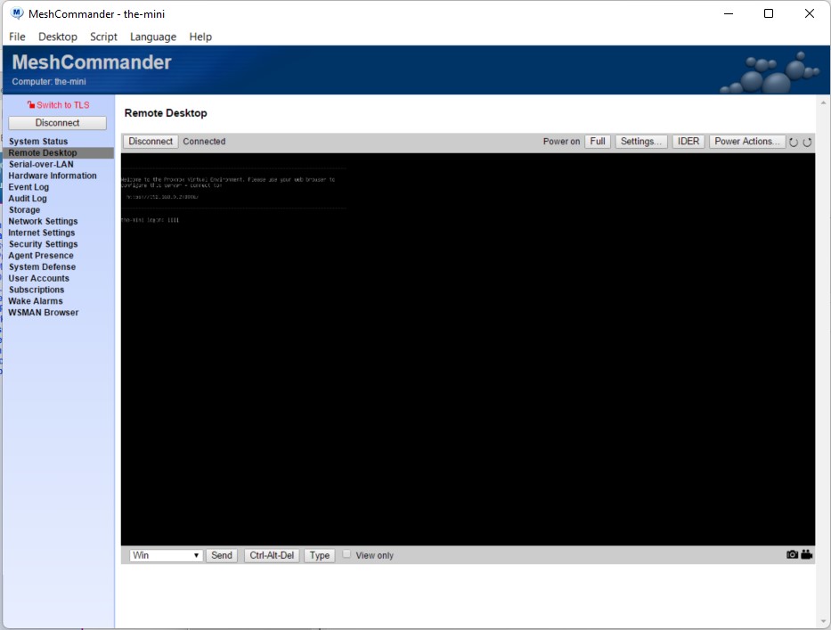MeshCommander Remote Desktop Screenshot